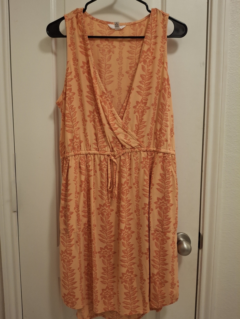 Sleeveless Peach Floral Wrap Dress